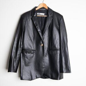 zara blazer leather